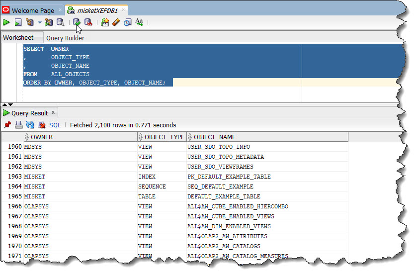 Query ALL_OBJECTS