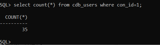 The SYSTEM user queries CDB_USERS
        to obtain 
the number of common users in the CDB root. 