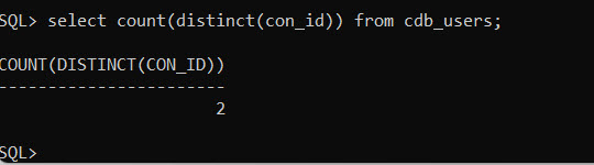Determine 
        the number of distinct containers with users in the CDB. 