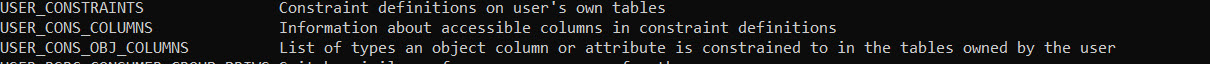 DD Constraints Tables