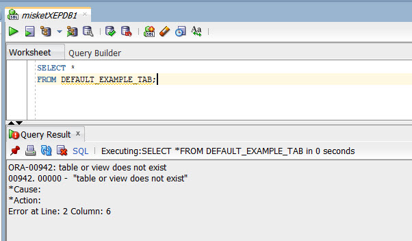 DD Access to an incorrect table name