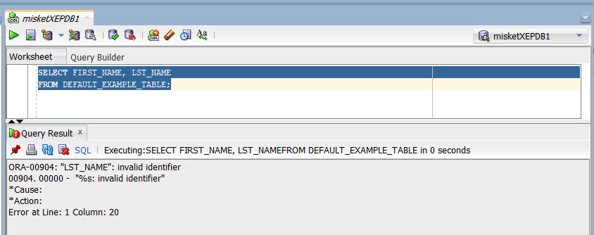 DD Access to an incorrect column name
