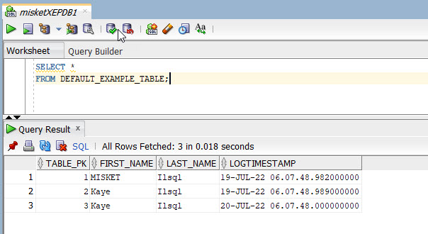 SELECT from DEFAULT_EXAMPLE_TABLE