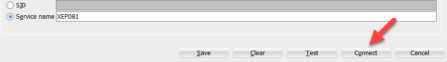 SYSTEM user connects to the PDB named XEPDB1 using SQL Developer.