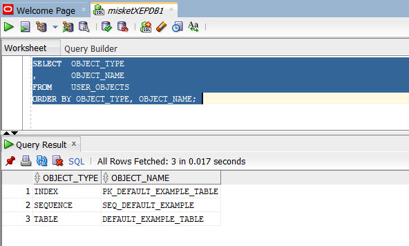 Query USER_OBJECTS