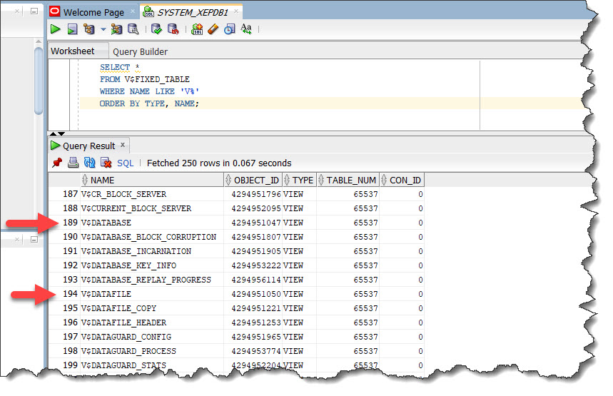 Objects in V$FIXED_TABLE
