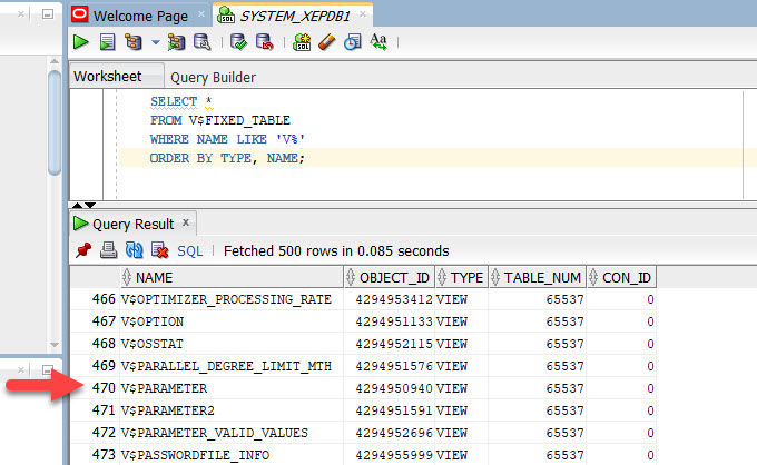 Objects in V$FIXED_TABLE