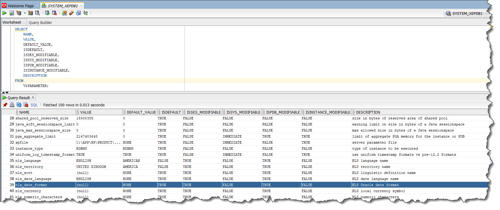 V$PARAMETER Contents