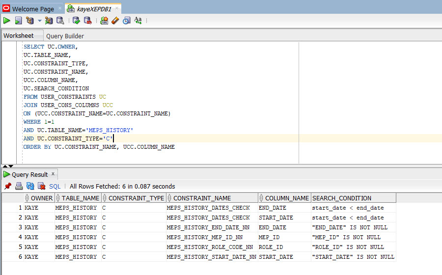 Query the CHECK Constraint in Data Dictionary