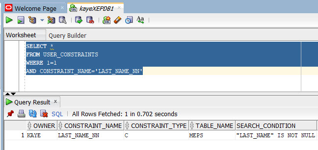 NOT NULL Constraint on LAST_NAME