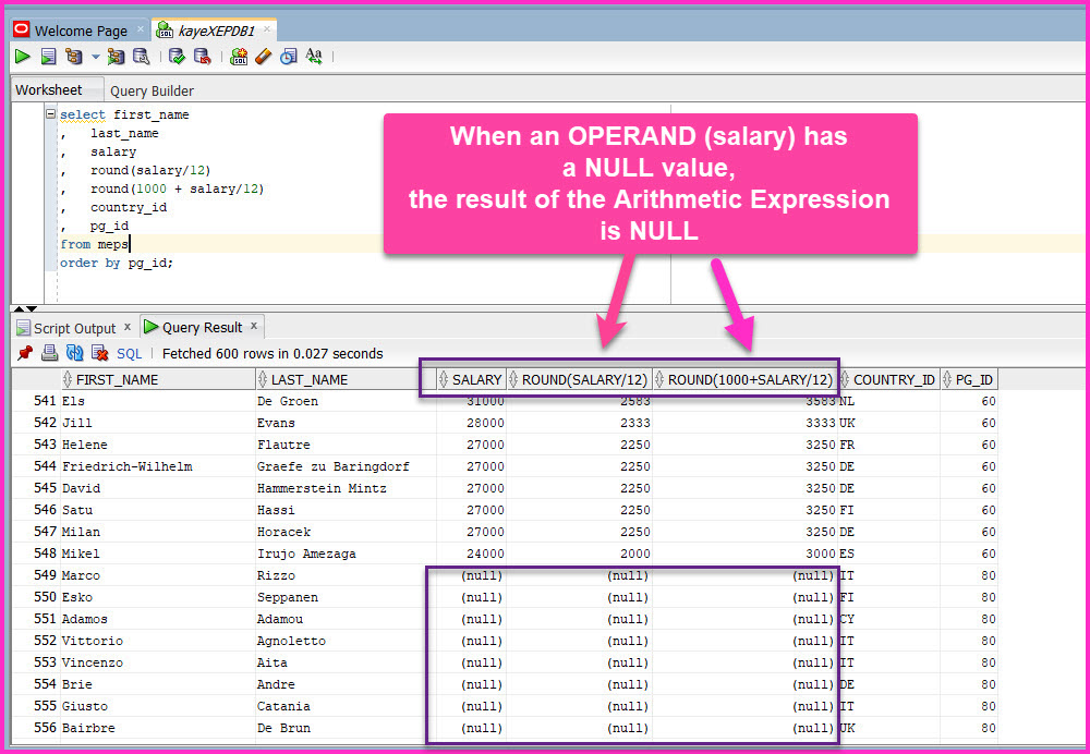 NULL in Arithmetic Operators