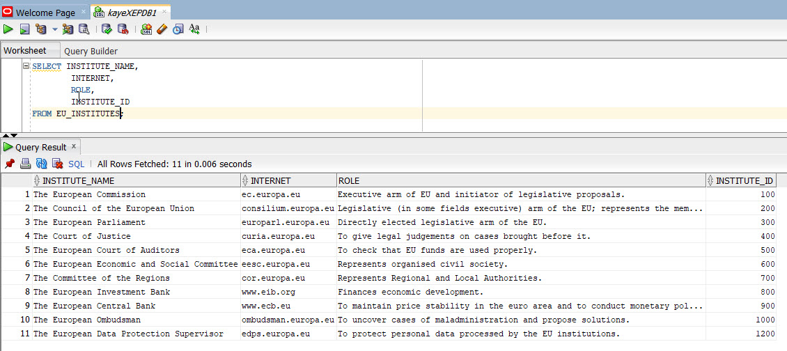 Order of columns may change.